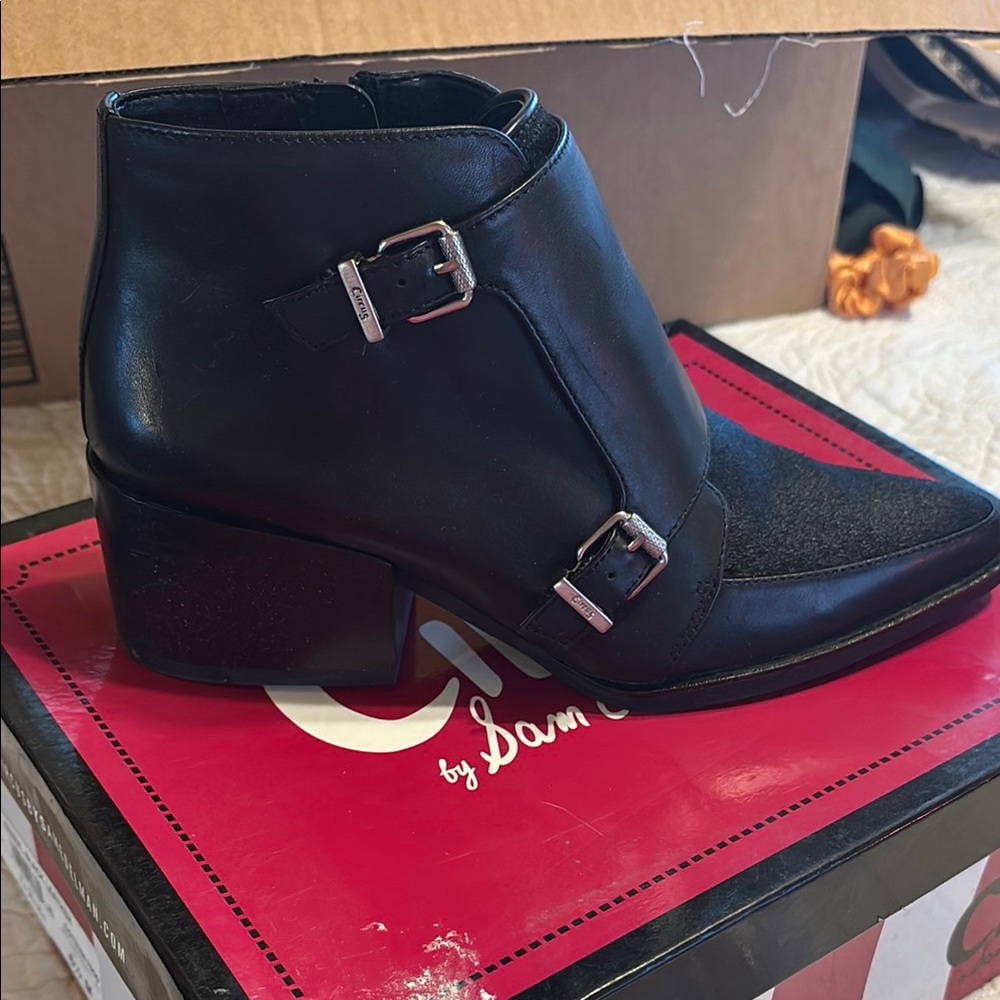 Sam Edelman Black Ankle Booties with Monk Strap